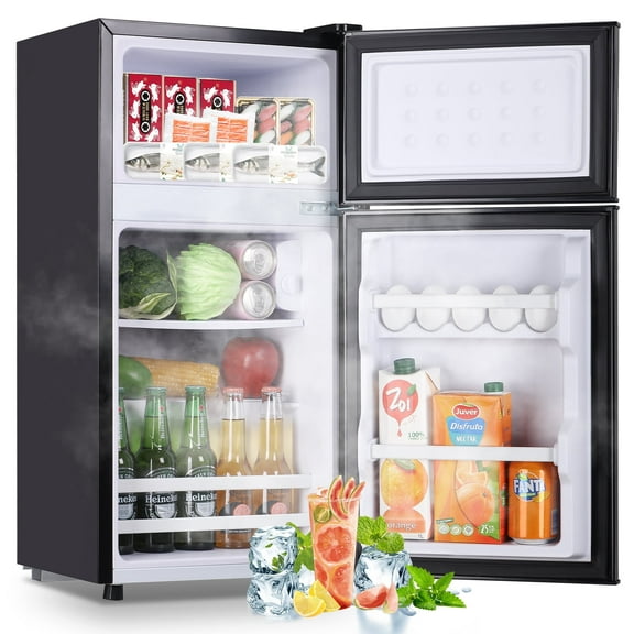 2.4 Cu.Ft Mini Fridge Small Refrigerator with Freezer 2 Removable Plastic Shelves Two Door Gray New