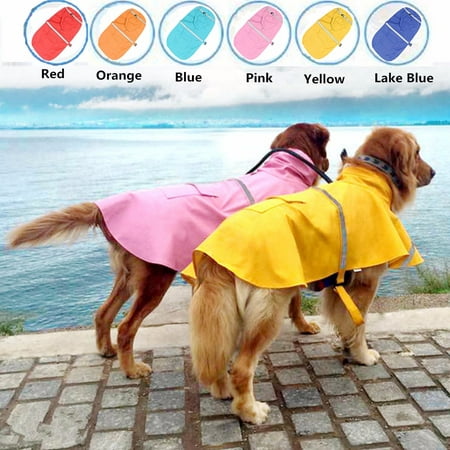 XL Size Waterproof Dog Raincoat Pet Clothes Rainwear Hoodie Jacket Poncho Outdoor Clothes Hooded Rainwear For