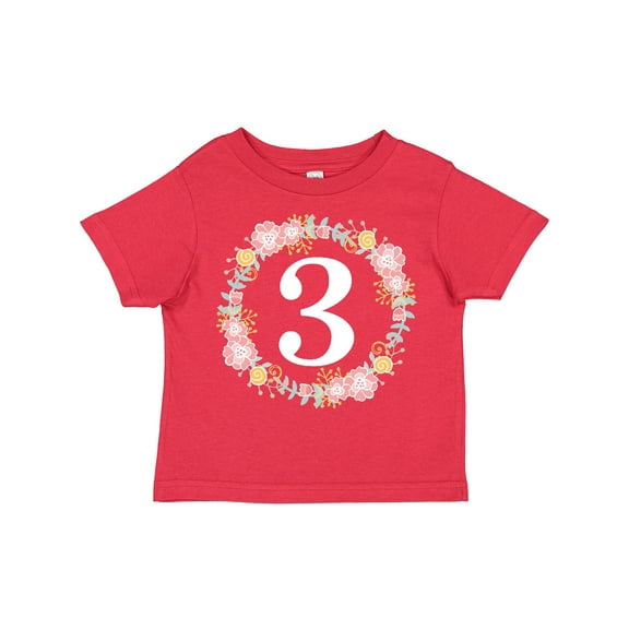 Inktastic 3rd Birthday Rose Wreath Girls Girls Toddler T-Shirt