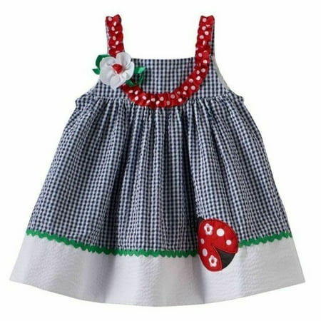 Ladybug Bloomers - Gingham Ladybug Sundress and Bloomers 0-3 Months
