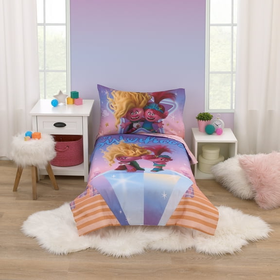 DreamWorks Trolls Glam Together 4 Piece Toddler Bed Set