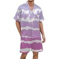 thumbnail image 1 of Men's Gradient Printed Satin Short Sleeve Button Up Pajama Loungewear Set for Comfortable Sleep and Relaxation at Home, 1 of 4