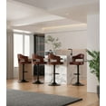 thumbnail image 3 of Hawsaiy Wooden Bar Stools Set of 4, Adjustable Height 24.5-33.5IN, Wooden Bar Chairs with PU Leather Upholstery, Back & Footrest for Kitchen, Dining, and Home Bar, 3 of 9