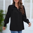 thumbnail image 5 of Women's Long Sleeve Casual T Shirts Chiffon Button V Neck Tunic Lapel Business Work Shirts Loose Comfy Blouses Lightweight Soft Dressy Clothes 2026 Trendy Teen Girls Preppy Shirts, 5 of 7