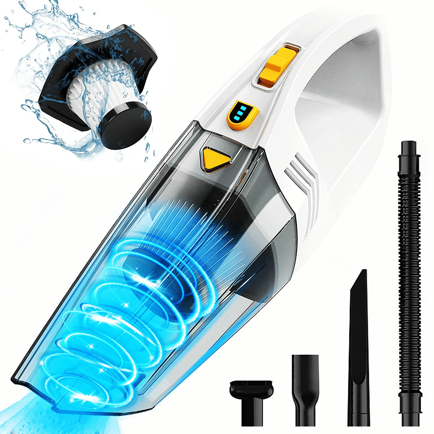 VESSTT Dustbuster Cordless Hand Vacuum Cleaner, Wet Dry Portable Handheld Vacuum Cleaners for Car Home Pet Hair Multi-Surface, White