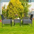 thumbnail image 2 of Patiojoy 3 Pieces Patio Set Outdoor Wicker Rattan Furniture w/ Cushions Gray, 2 of 6