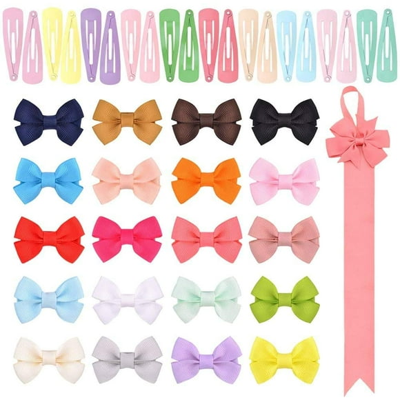41PCS Baby Hair Pins, 20 Colors Ribbon Hair Bows Clips Band 20 Pcs Candy Color BB Barrettes Mini Hairpin Hair Accessories for Little Girls Kids