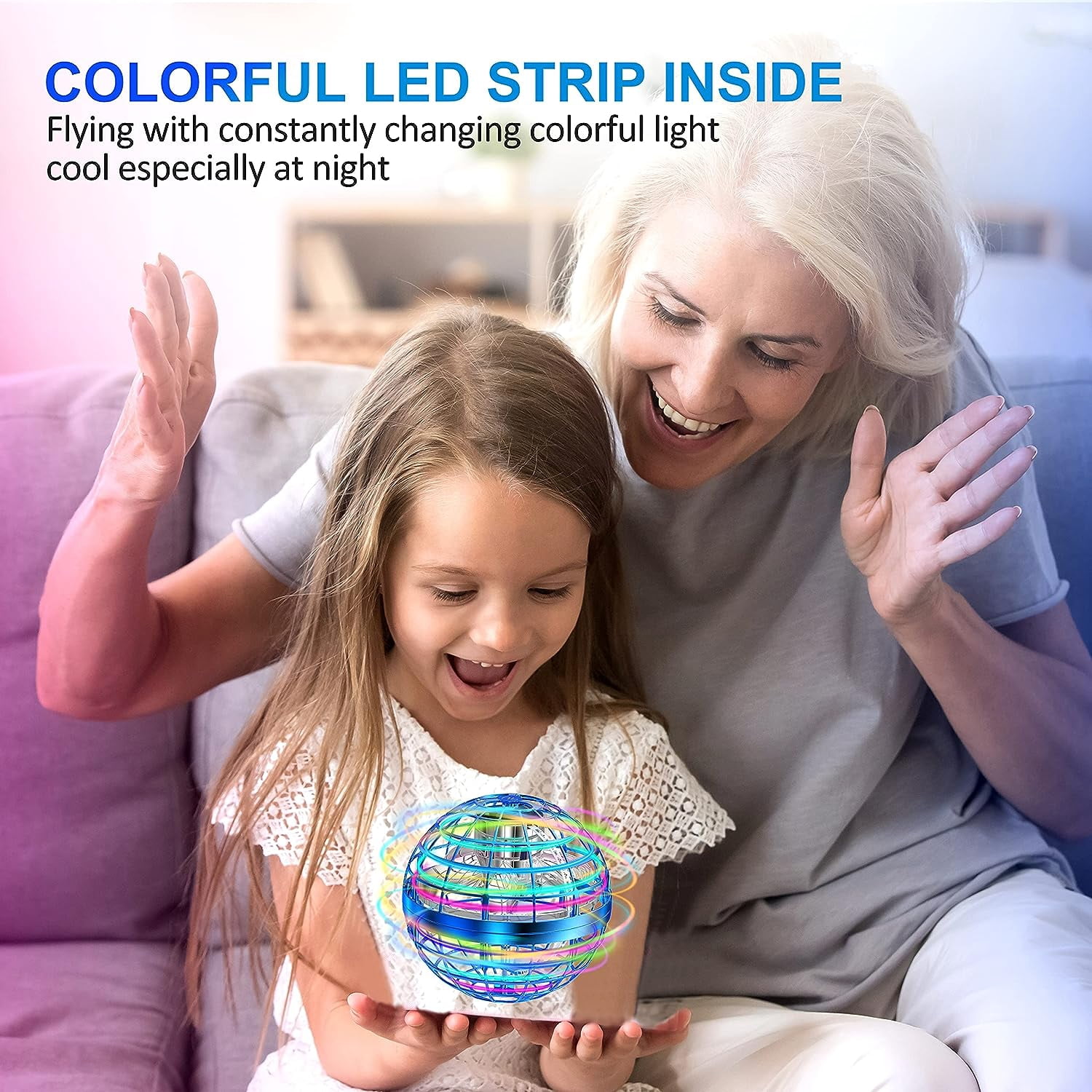 Flying Ball Toys, Hover Orb, 2025 Upgrade Flying Orb Ball Hand 360°Rotating LED Lighting Effects Cool Toys UFO Toys Safe for Kids Teen Adults Indoor Outdoor Flying Mini Drone