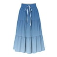 thumbnail image 2 of Akafmk Plus Size Womens Skirts,Long Skirts for Women Maxi Boho Skirt,Solid Color High Waisted Drawstring Ruffle Skirts Loose Fitting Vacation Beach Long Skirts, 2 of 5