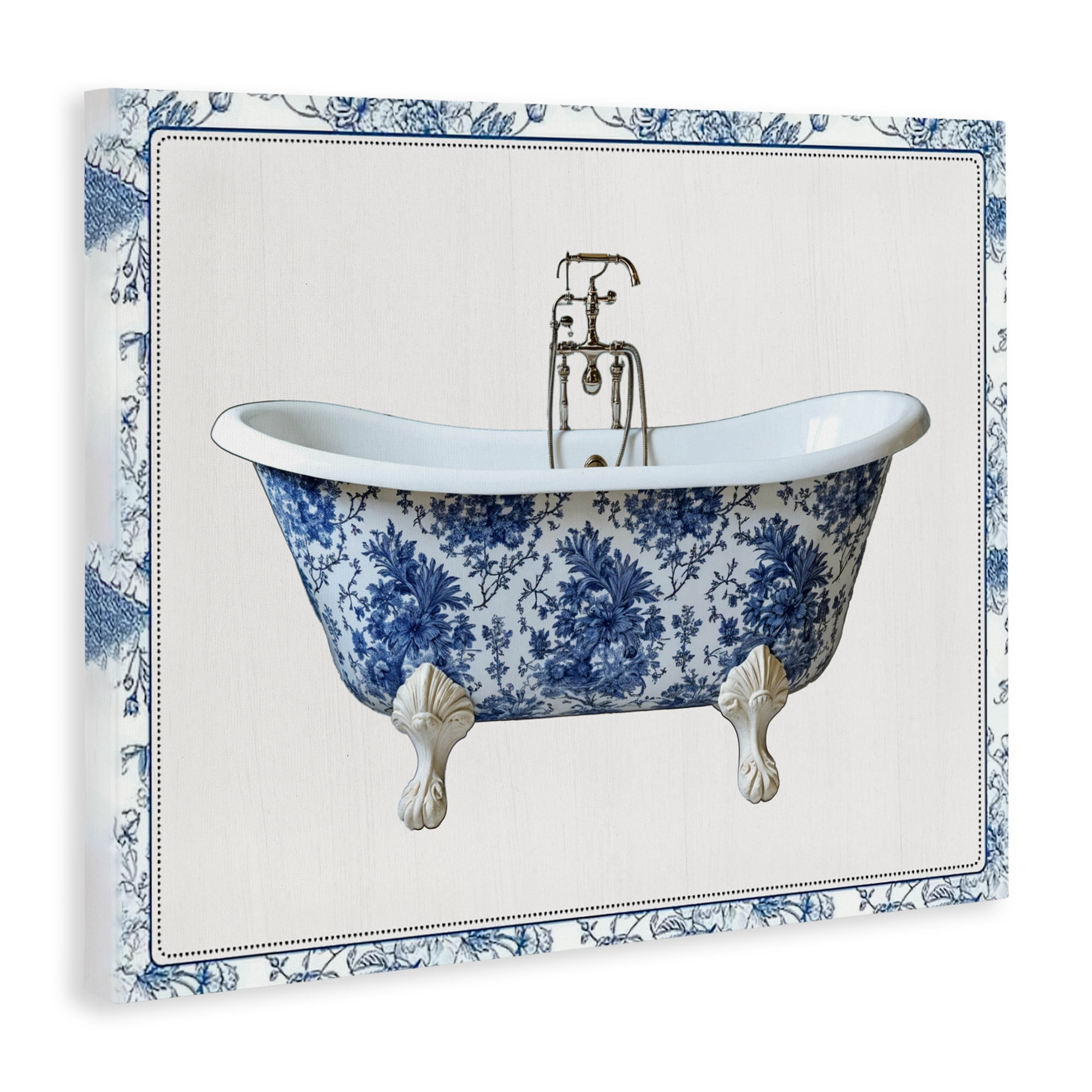 Vintage Chinoiserie Bathtub Canvas Wall Art, design by Lettered and Lined