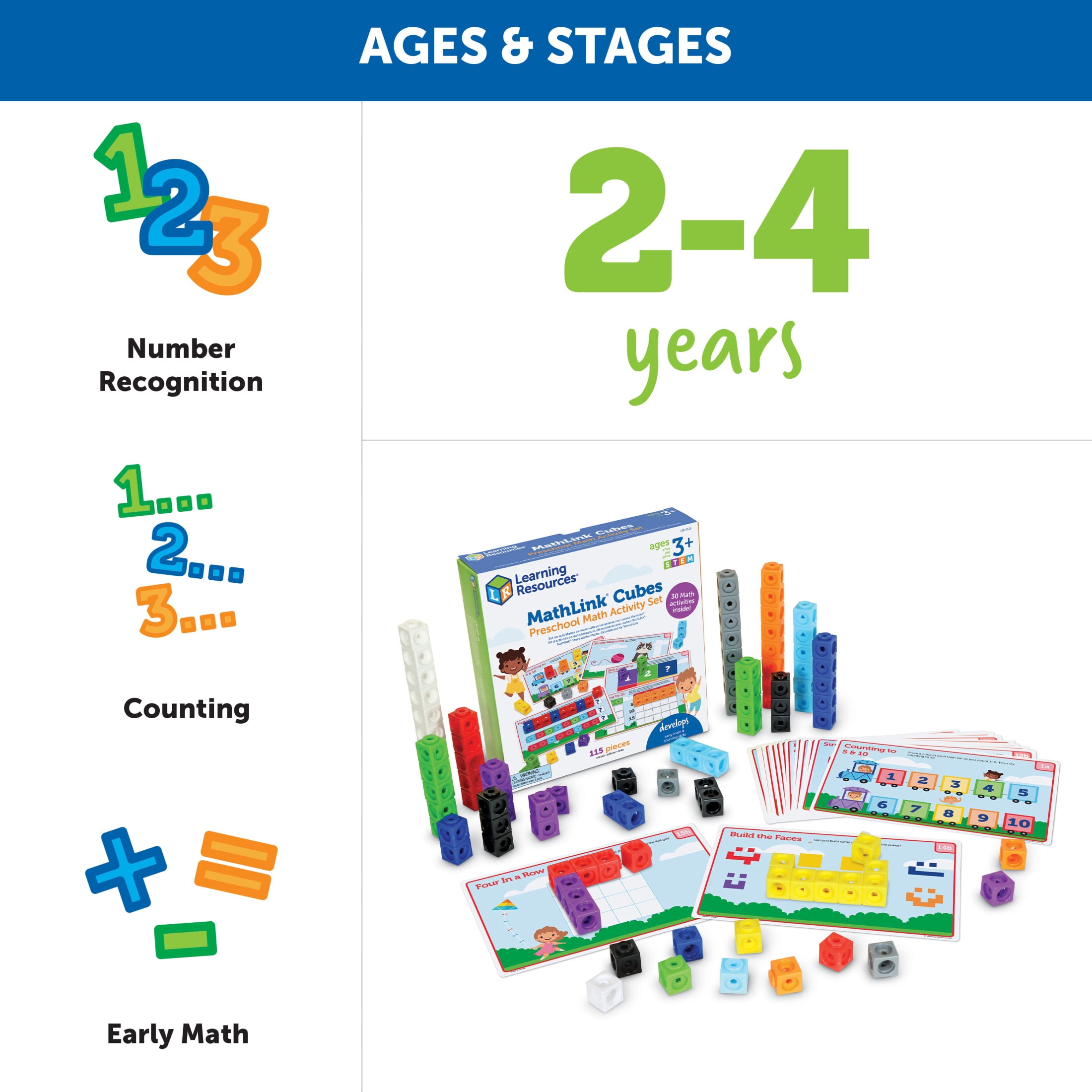 Learning Resources MathLink Cubes for Preschool and Up Math Toys
