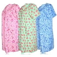 thumbnail image 3 of JEFFRICO 3 Pack House Dresses for Women with Pockets - Lightweight Breathable Short Sleeve Muumuu & Nightgowns - Snap Front Housecoat and Dusters for Women, 3 of 4