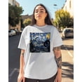 thumbnail image 3 of Women's Graphic T-Shirt White XS Women's Tops Funny Black Cat Cartoon Illustration Crew Neck Short Sleeve Shirts for Women, 3 of 3