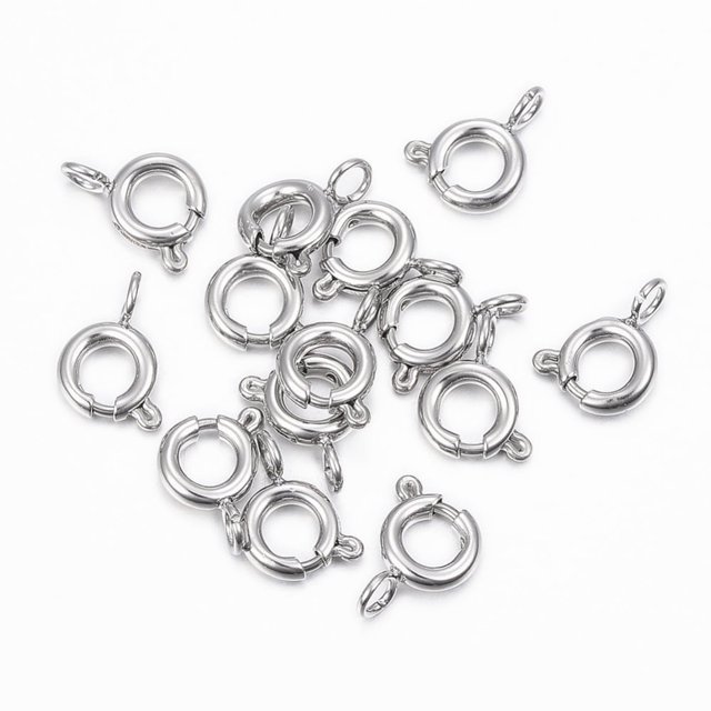 HLONK 50 Pcs Anneaux à Ressort en Acier Inoxydable 304 Résistant à la Ternissure, Couleur Acier Inoxydable, Trou 18.5x14x2.5mm, 3mm DIY