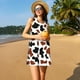 thumbnail image 3 of Fotbe Brown Black Cow Vestido de Verano sin Mangas para Mujer – Vestido Midi Línea A, Estilo Camiseta Floral, Vestido Playero Casual y Fluido, 3 of 7