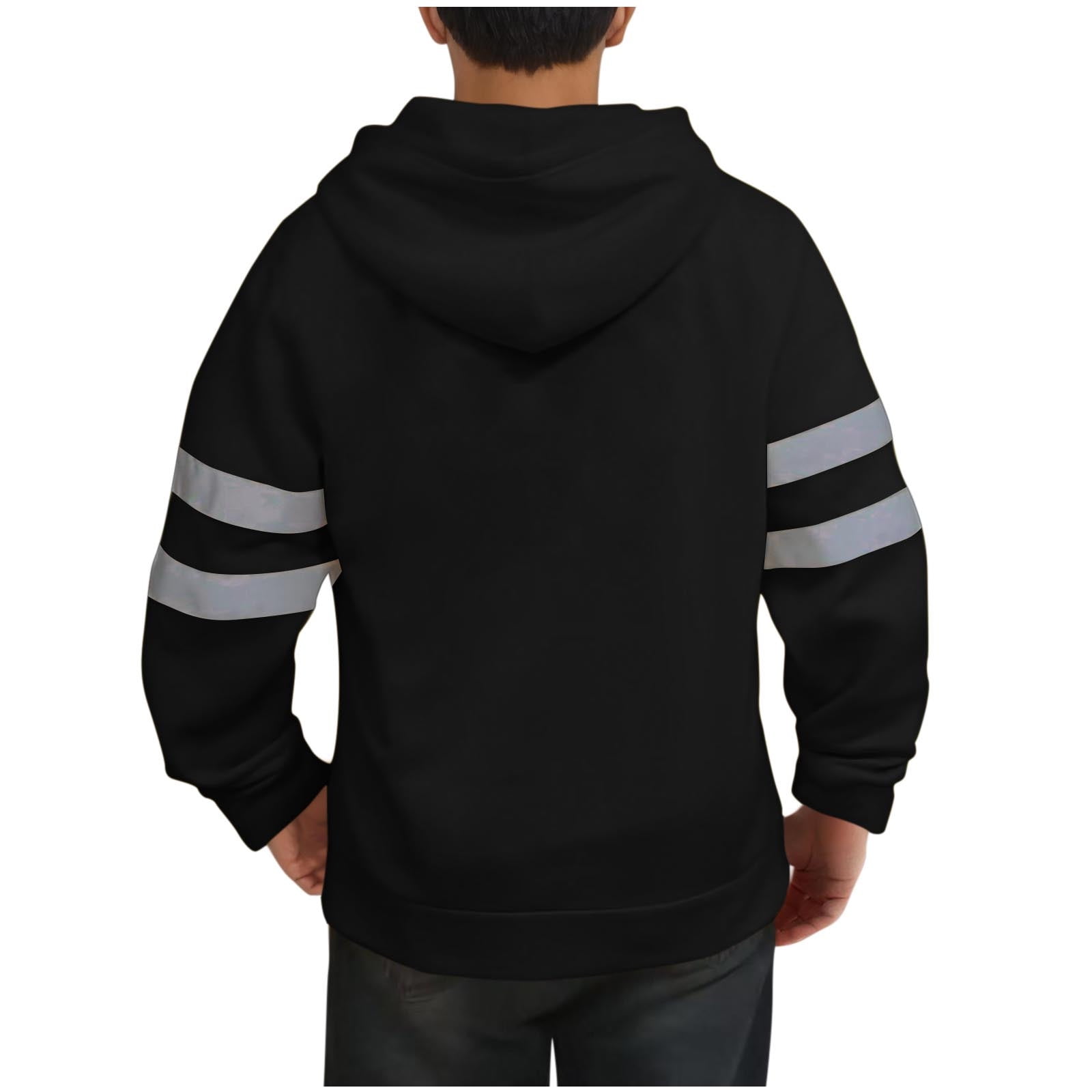 Feancey Christmas Gifts Safety Zip Up Hoodies for Men Reflective Zipper Hooded Sweatshirt Big and Tall Outdoor Hi-Vis Work Jackets with Hood Black M