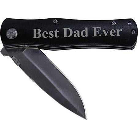 Best Dad Ever Folding Pocket Knife - Great Gift for Father's Day, Birthday, or Christmas Gift for Dad, Grandpa, Grandfather, Papa, Husband (Black (Best Vintage Draw Knife)
