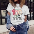 thumbnail image 2 of IROINNID Women's Casual Fashion T-shirt Short Sleeve Happy 100th Day Of School Printed Round Neck Tops, 2 of 7