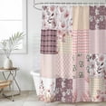 thumbnail image 6 of Boho Spring Floral Shower Curtain Set - Standard 72" x 72" Washable Bathtub Curtain with 12 Hooks, Vintage Flowers Patchwork Plaid Pink Waterproof Fabric Shower Curtains for Bathroom/Bathtub Décor, 6 of 6