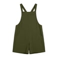 thumbnail image 6 of APEXFWDT Women's Summer Linen Cotton Short Jumpsuits Sleeveless Loose Wide Leg Overall Shorts Romper with Pockets,L,Army Green, 6 of 8