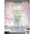 thumbnail image 2 of Pink Flowers Sheer Curtains 63 Inch Length 2 Panels Set, Semi Transparent Voile Rod Pocket Curtains for Living Dining Room Bedroom Drapes Spring Botanical Floral Branches Gradient, 2 of 6