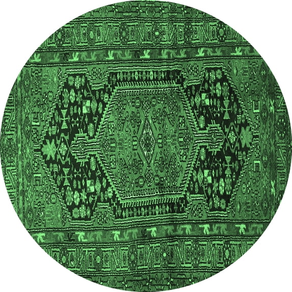 Ahgly Company Indoor Round Persian Emerald Green Traditional Area Rugs, 8' Round