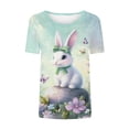 thumbnail image 4 of Easter Shirt for Women Colorful Patterned Eggs Print T-Shirt Short Sleeve Crewneck Lightweight Breathable Festival Apparel Holiday Top, 4 of 5