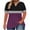 Purple, variant on Women's Plus Size Color-Block & Solid V-Neck Blouse Tee – Casual Short Sleeve Spring/Summer Top for Everyday Wear
