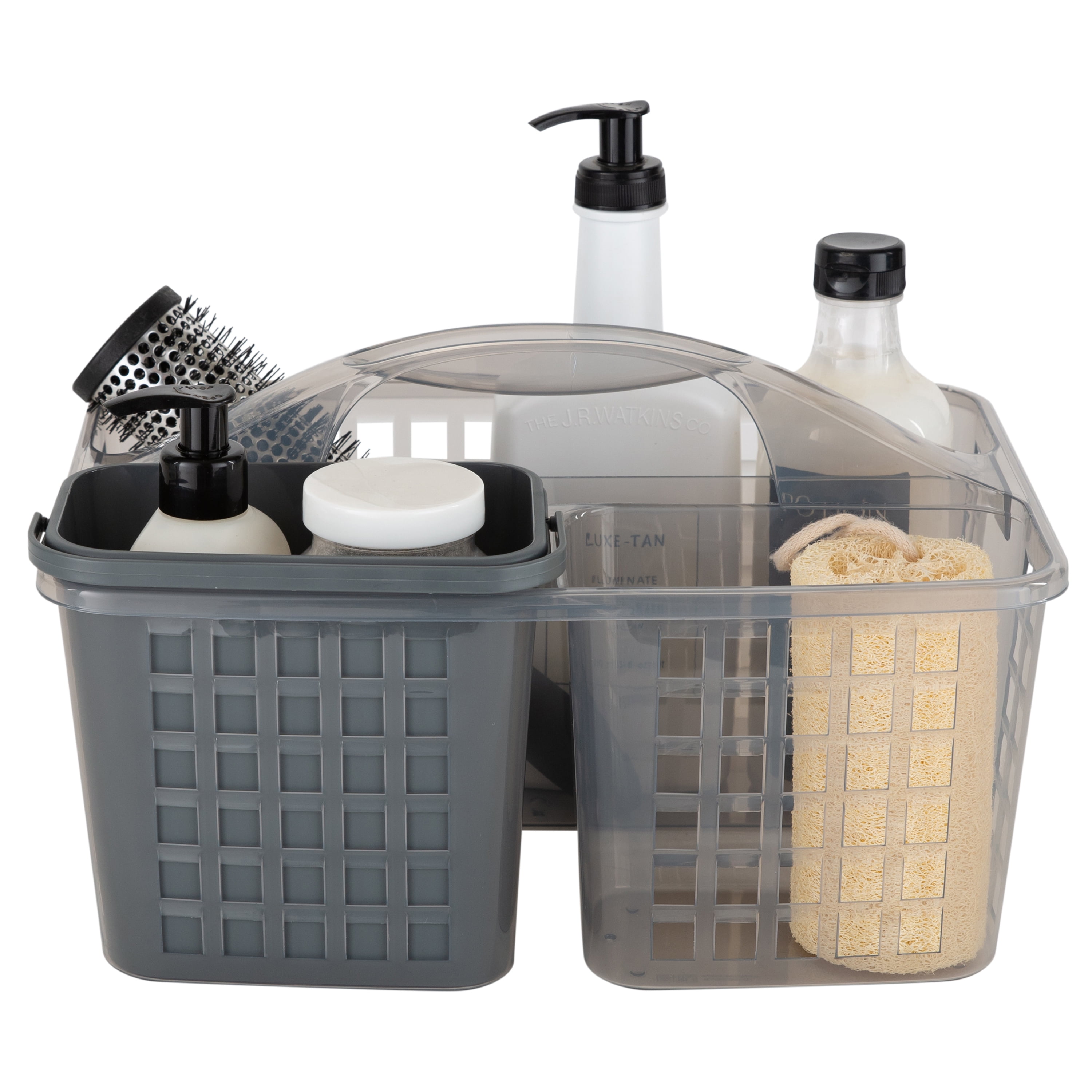 Bath Bliss 2 in 1 Plastic Portable Bath Tote Shower Caddy, Gray
