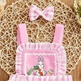 thumbnail image 4 of CAICJ98 Newborn Baby Girl Easter Outfits Romper Dress Sleeveless Bunny Overalls Romper Tulle Lace Onesie with Headband 2Pcs Cute Clothes (Pink,6-9 Months), 4 of 7