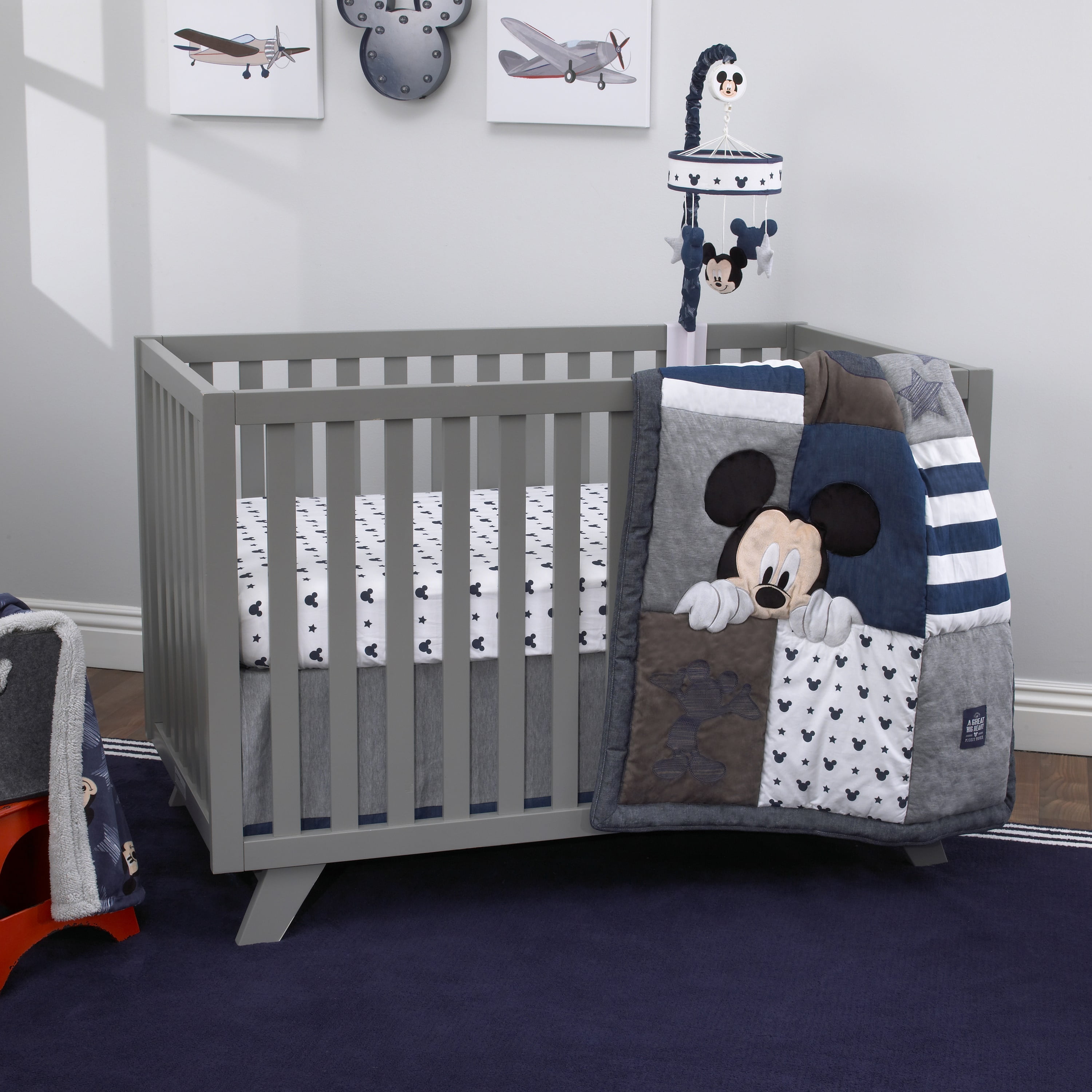 Disney Mickey Mouse bedding set to fit swinging/rocking crib 38 x 89cm 