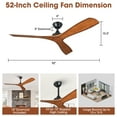 thumbnail image 6 of Tranditional 52-Inch Indoor Outdoor Ceiling Fan with Remote Control, 3 ABS Blades, and Quiet DC Motor, 6 of 16