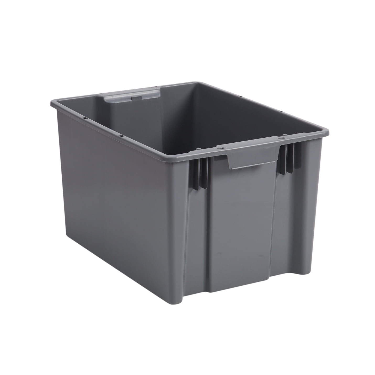 Hyper Tough Garage Plastic Stacking Open Storage Bin, Medium, Gray, No Lid