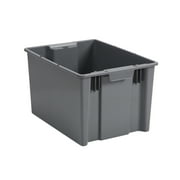 Hyper Tough Garage Plastic Stacking Open Storage Bin, Medium, Gray, No Lid
