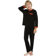 iClosam Boys Kids Cotton Pajamas Set Polka Dot Print Sleepwear Home Wear Suit Loungewear Set, S/M/L/XL/XXL Black, Dark Blue, Gray