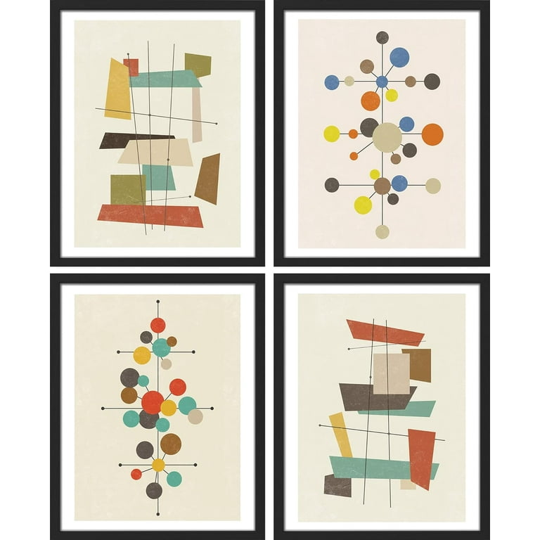 PixonSign Framed Wall Art, Mid-Century Modern 1960s Vintage