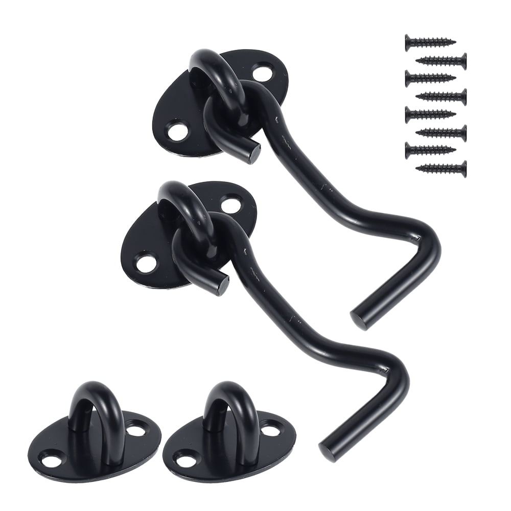 Hands DIY 2Pcs Cabin Hook Stainless Steel Hook and Eye Latch Black