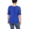 thumbnail image 3 of NY Collection Women's Petite Short Ruffle Sleeve Top with Rhinestones, 3 of 4