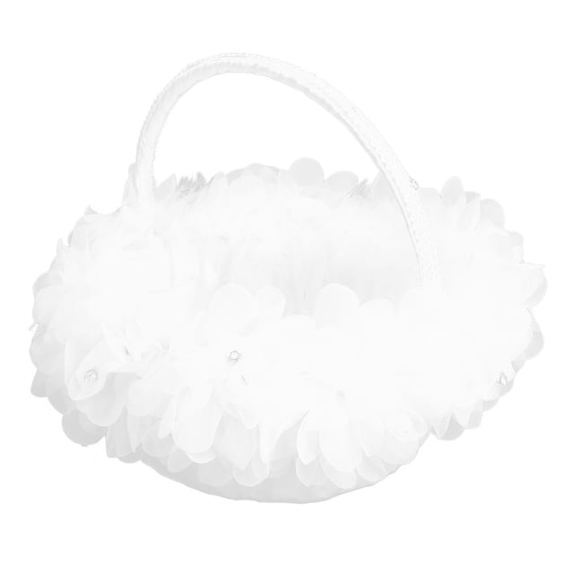 Canasta de Flores de Boda, Canasta de Flores Blancas de Ceraje Plumas de Avestruz Artificiales para accesorios de Fotografía