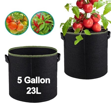 Elbourn 2-Pack 5 Gallon Plant Grow Bags Nonwoven Fabric Garden Potato Pot Greenhouse Vegetable Growing Bags Moisturizing Tools