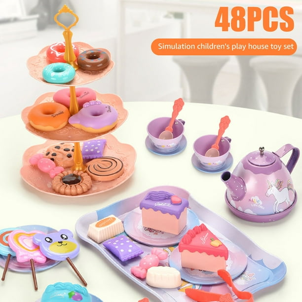 Juego De Té Infantil De Unicornio – 48 Piezas Con Tetera, Tazas, Postres Y Bolsa De Transporte – Regalo Ideal Para Niñas Desde 3 Años