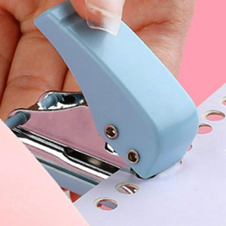 Handheld Mini Single Hole Puncher Punch for Punching Ordinary Paper,  Handbook Hole 1/4 inch Children Gift Labor Saving Compact Durable Tool ,  Pink