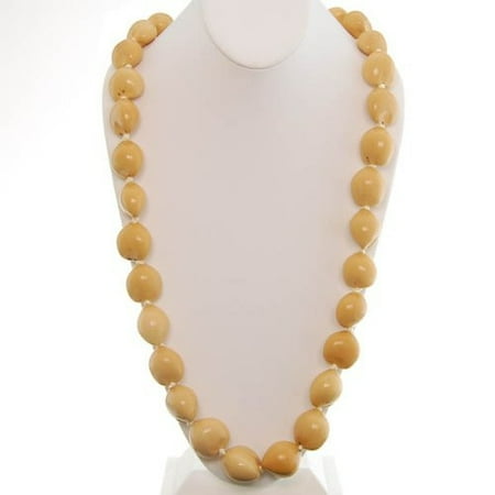 Kukui Nut Lei Necklace - Hawaiian Lei Necklace of Blonde Kukui Nuts