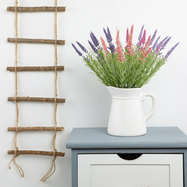 Ramo de Lavanda Artificial, Flores Artificiales para Decoración Del Hogar, Paquete de 2 Arreglos Florales Morados con Tallos Flexibles, Jarrón de Escritorio de 35 Cm.