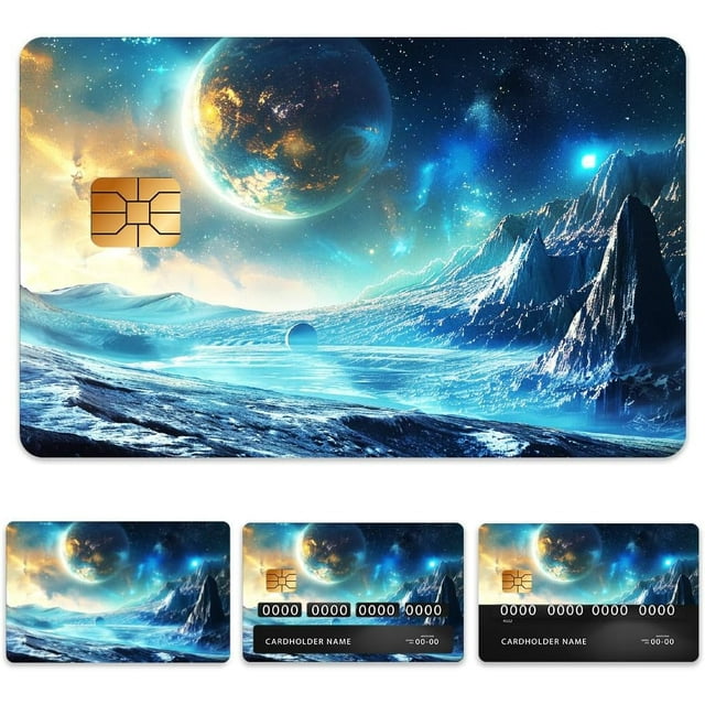 Credit Debit Card Skin Sticker Cover Cosmic Planets Space Waterproof Scratch-resistant and Attractive Card Skin Custom 4 Styles for Credit Debit Transportation Card