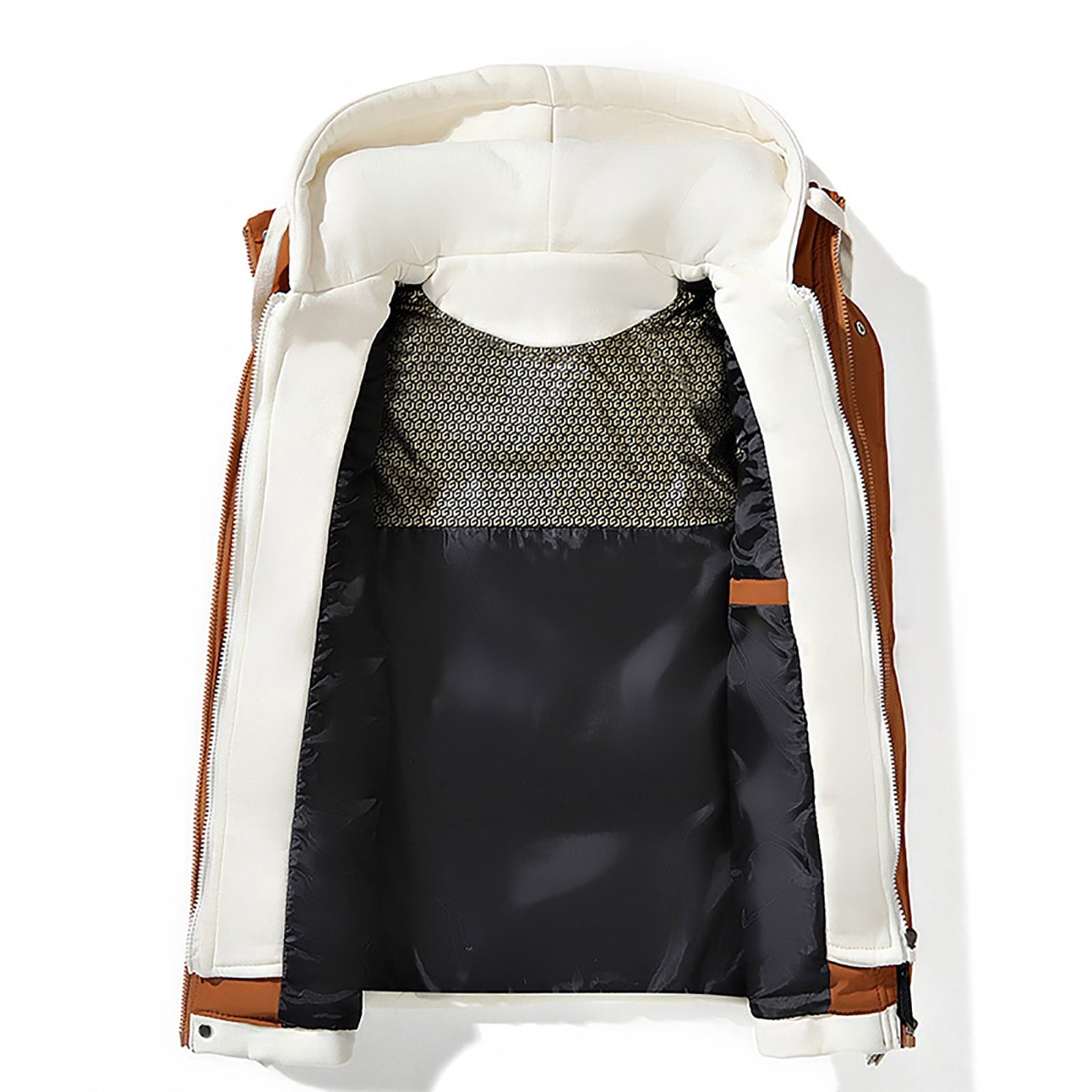 dzxyzu Men's Vest Lined Puffer Hooded Vest Outdoor Quilted Winter Vest Drawstring Waistcoat Sleeveless Hooded Cargo Jacket Padded Vest Sports Waistcoat Coat for Travel Hiking Running - Brown