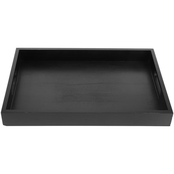 HOMEMAXS 1Pcs Black Synthetic Material Serving Tray For Home Use Friends Family 14.2x9.4x1.6in
