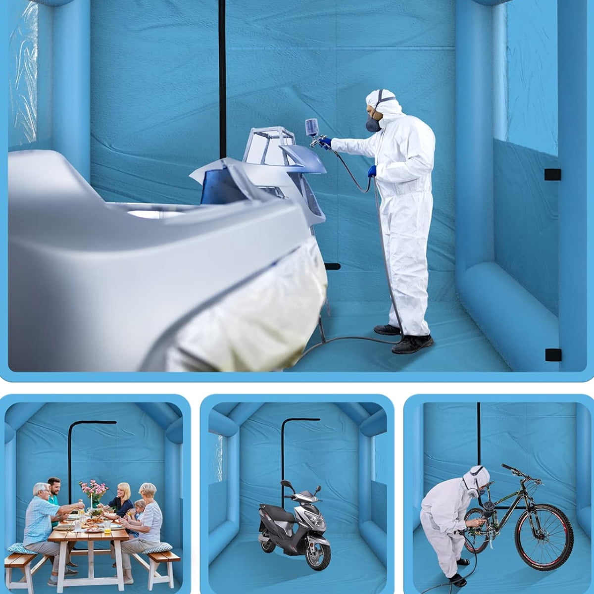 xhyhwyd Inflatable Spray Booth 13.5 x 8.5 x 8.5ft Portable Inflatable Paint Booth Tent w/750W Blower & Air Filter System for DIY Spray Car Parts Painting Motorcycle Garage