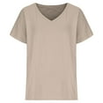 thumbnail image 4 of Jacenvly 2024 short sleeve summer shirts for women Casual Fashion Women's Summer Short Sleeve T-shirt Blouse Quick drying Solid v neck t shirts plus size tops Khaki, 4 of 6