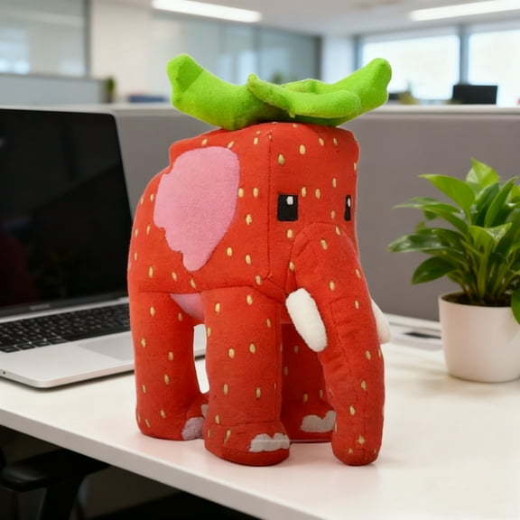 Strawberry Elephant Soft Plush Toy - Cute Stuffed Animal, Collectible Gift for Game Fans & All Ages